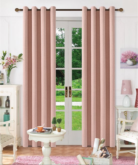 SB Line Kant en klaar Gordijn - Verduisterend - Met ringen - 140x260 cm - Roze