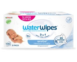 WaterWipes Billendoekjes Bio - Sensitive - 9 x 60 stuks - 540 doekjes - Voordeelverpakking
