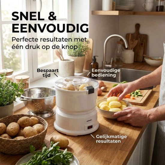 Melissa Elektrische Aardappelschiller - 85W - Aardappelschrapmachine met slacentrifuge - 16220008 - Wit van Melissa — afbeelding 4