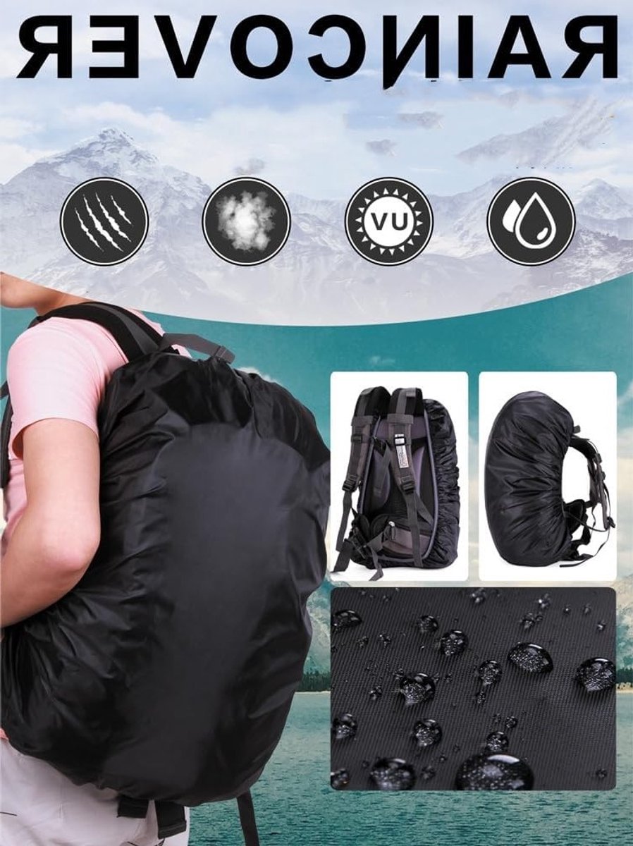 Waterdichte regenhoes voor rugzak, schooltas en outdoor activiteiten - ideaal voor reizen, klimmen, fietsen en wandelen, groen, 35 liter