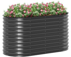 Grote Plantenbak - Verhoogd Tuinbed - Bloembak met Veiligheidsrand & Handschoenen - Plantenbed - Kweekbak - Moestuinbak - voor Buiten, Terras, Tuin & Balkon - voor Groenten, Bloemen & Kruiden - 160 x 80 x 80 cm - Donkergrijs