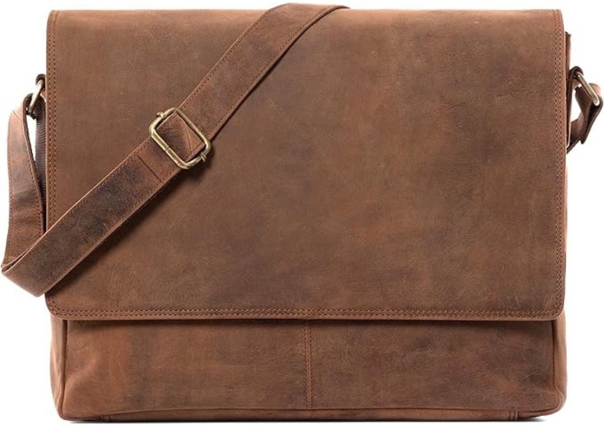 Leren Laptoptas - Laptoptas - Leren Tas - Luxe Leren Laptoptas - Werktas - Schoudertas - Business Tas - Leren Business Tas - 15 inch - Bruin - van Imperatoris