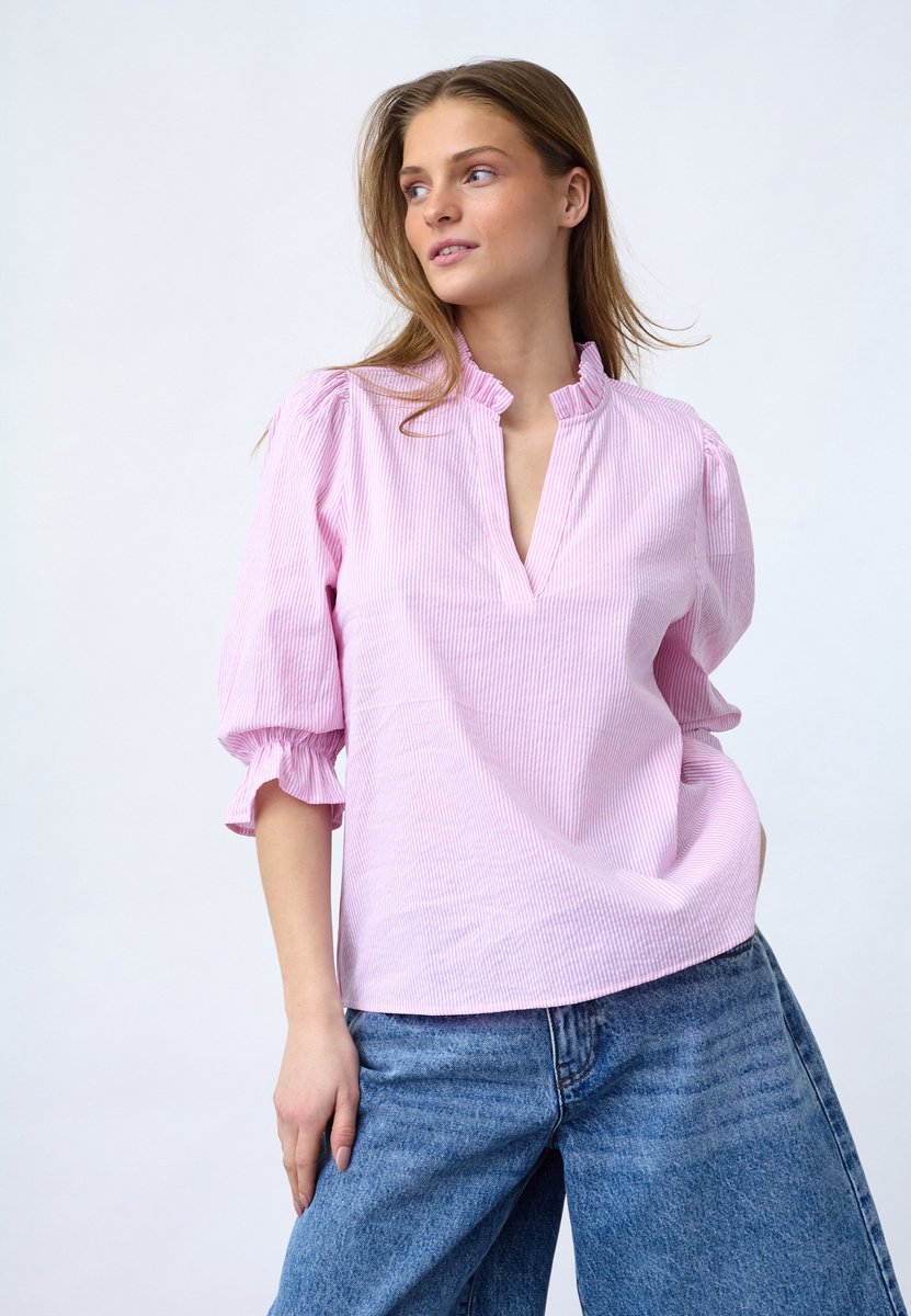 SISTERS POINT Vysla-ss -Dames blouse - L Rose/white - Maat M