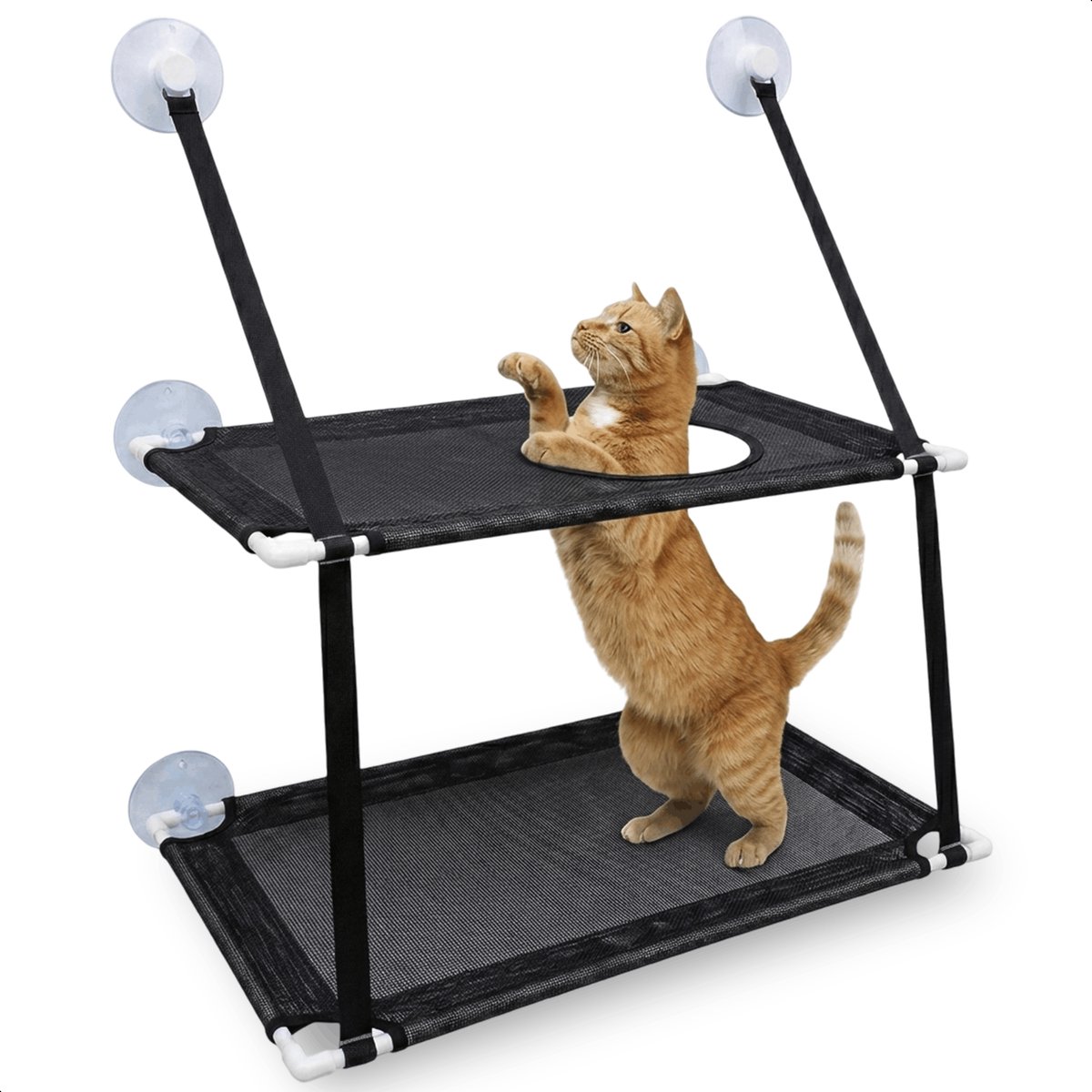 Bol.com Raamhangmat - Dubbellaags - Met zuignappen - 20kg draag gewicht - Kattenhangmat - Hangmat kat - Kattenbed - Kattenkussen... aanbieding