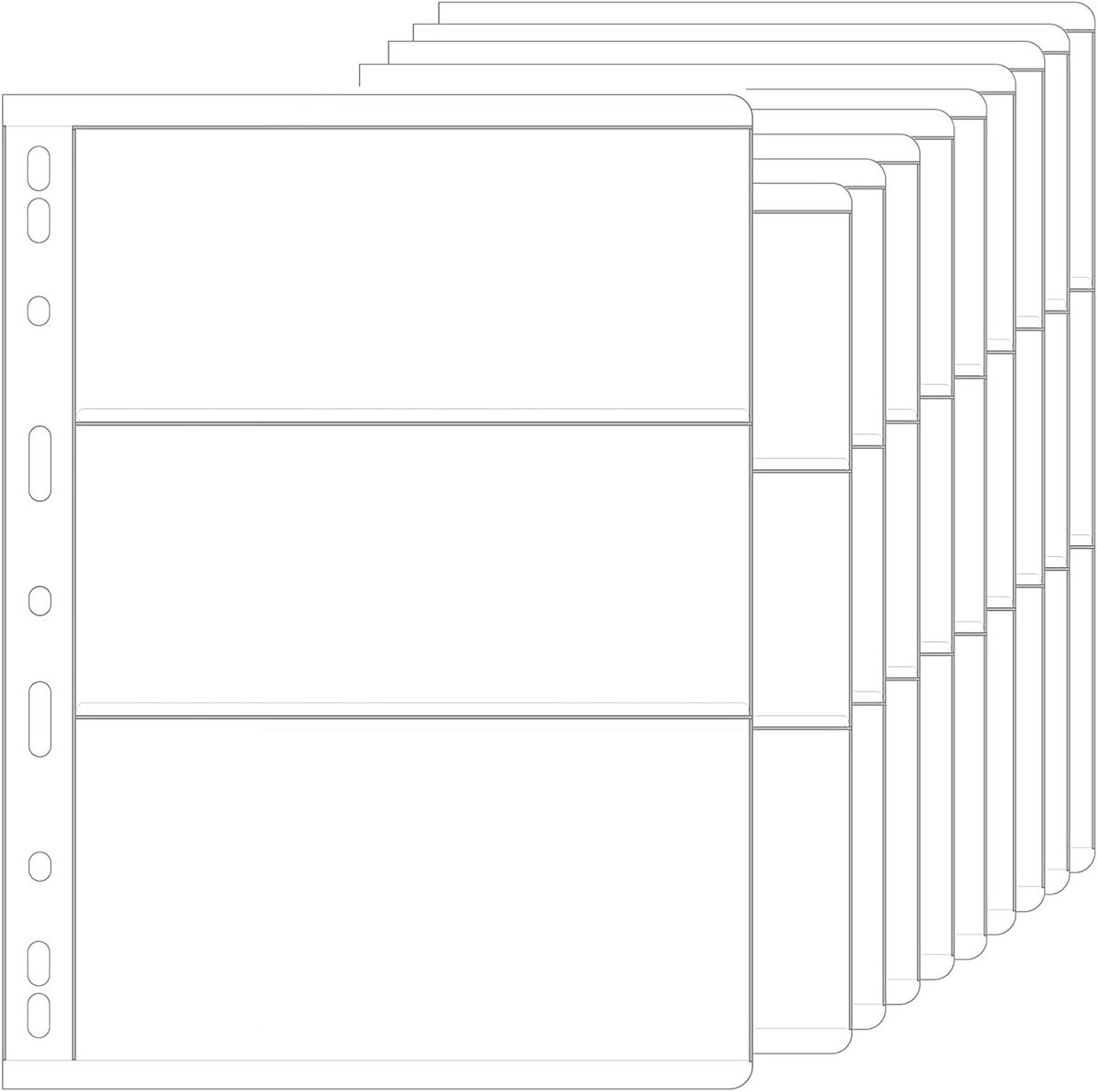 10 Coin Sheets voor Muntenverzamelaars, 3 Pockets per Sheet, Perfect voor Bankbiljetten en Documenten, Verpakking van 10 Stuks