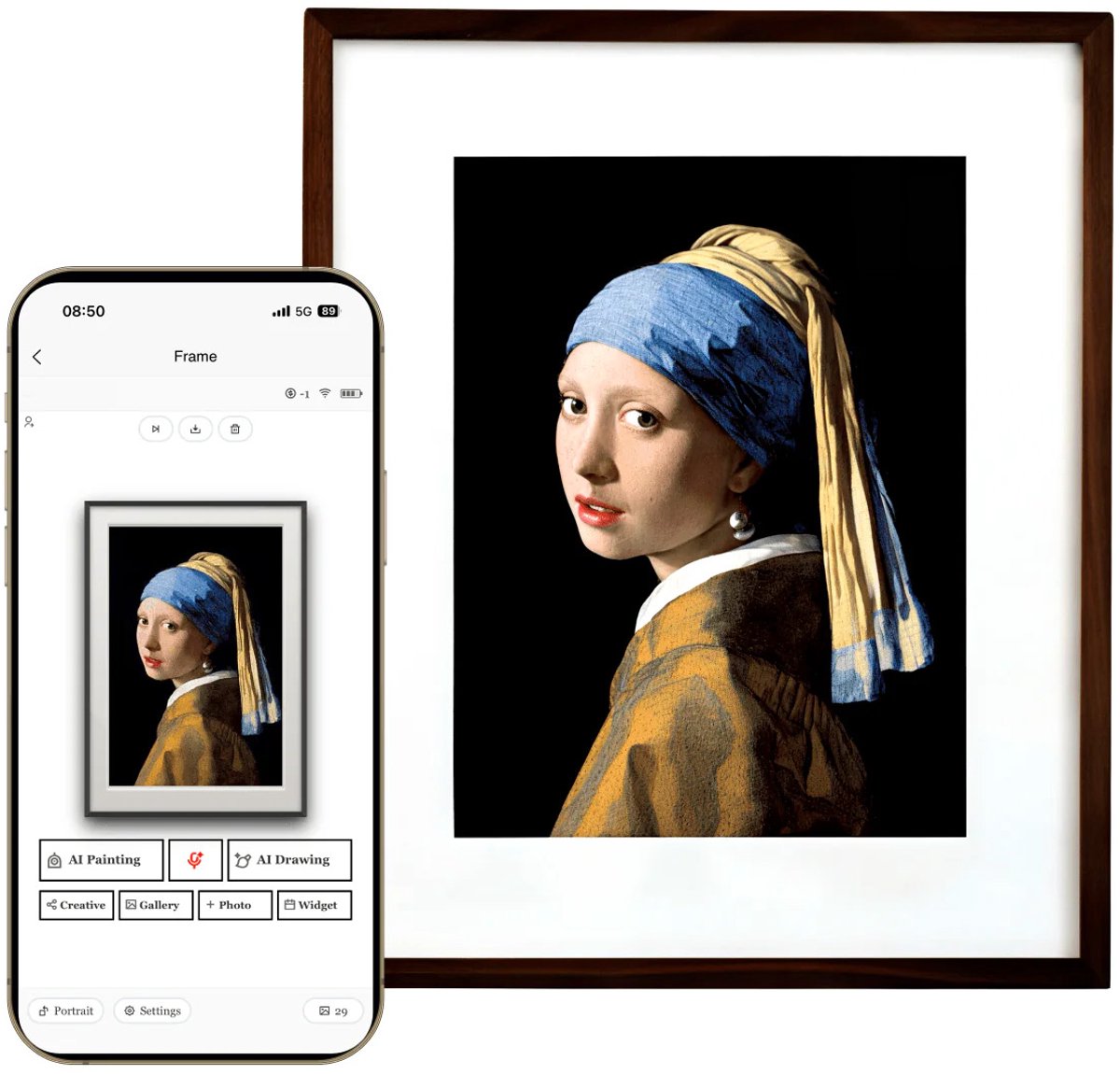 E-Ink Digitale Kunst Fotolijst 13,3 Inch met Natuurlijke Houten Lijst van MMOBIEL – Draadloos Full-Color Spectra 6 E-Paper Display – AI Kunst, Geen Spiegeling, Lange Batterijduur & App – Voor Kunst, Foto’s & Muurdecoratie