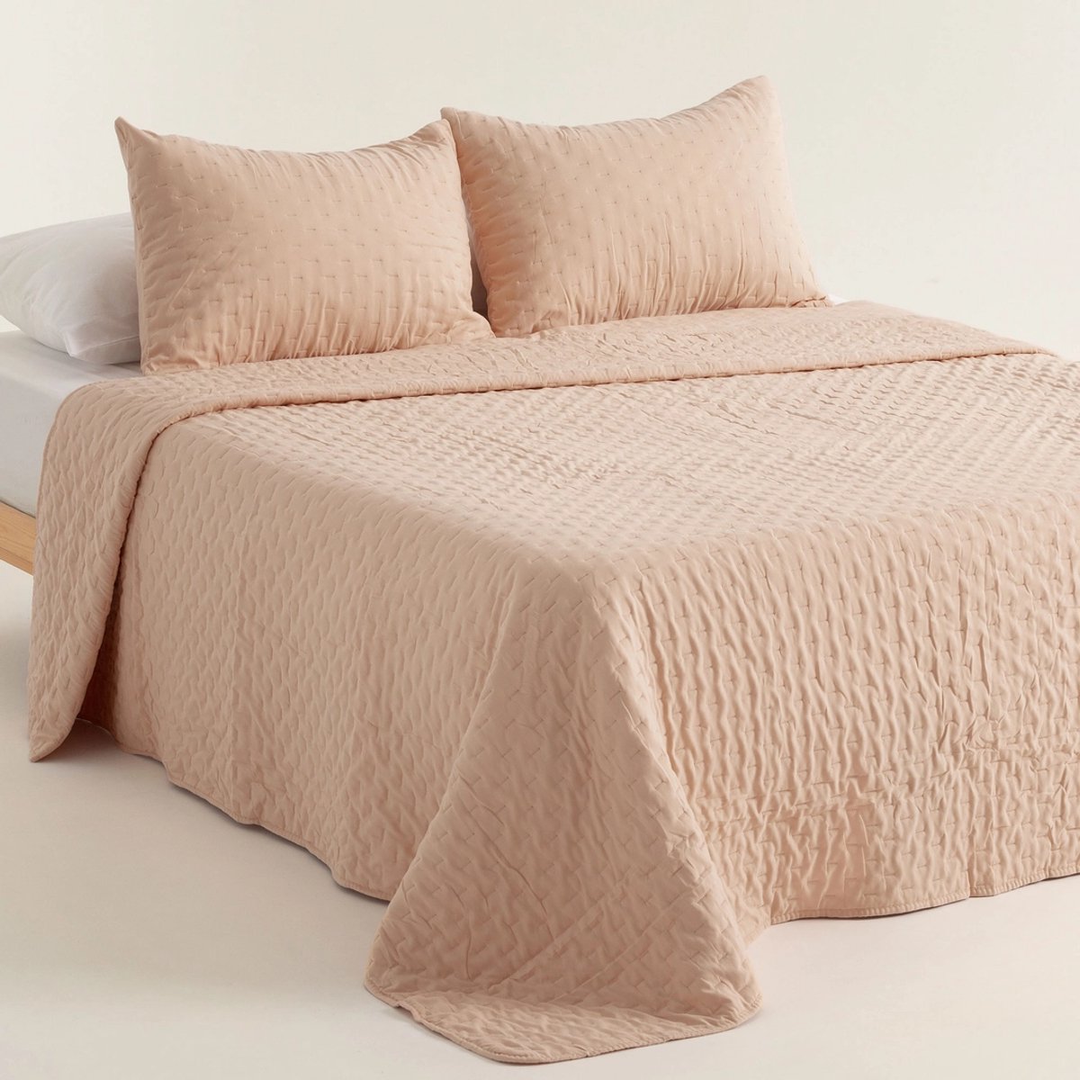 GAMUSI Nara Sprei - Gewatteerd - Superzacht - 235 x 270 cm + 2 Kussenslopen - Taupe - Lichtgewicht Quilt - OEKO-TEX