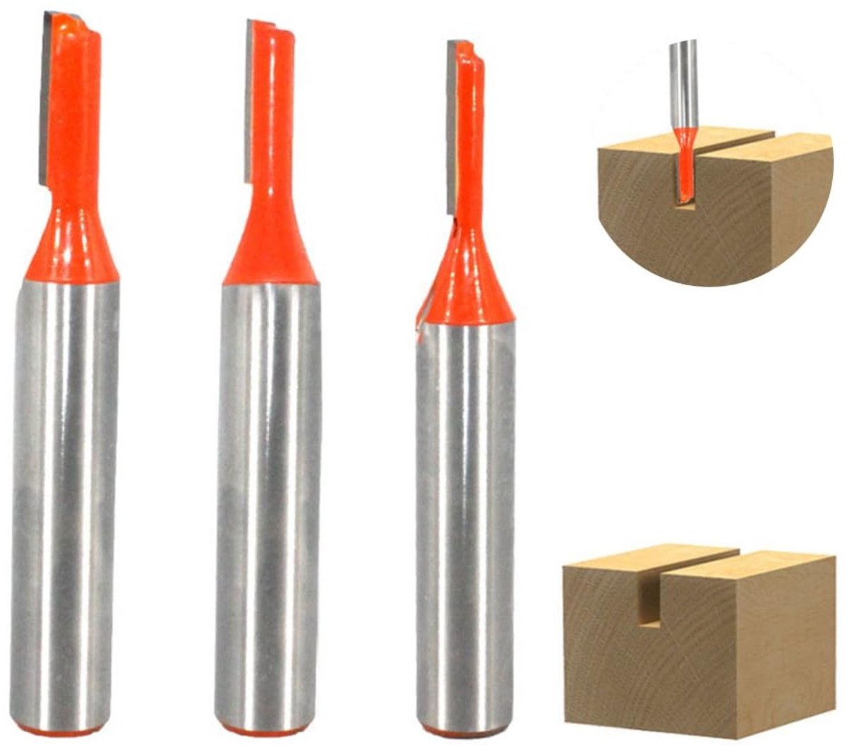 Professionele Frees voor Houtbewerking, Groeffrezen, Houtfrezen, 8mm Schacht, Precisie Snijgereedschap voor Houtbewerking, Set van 3 Groeffrezen