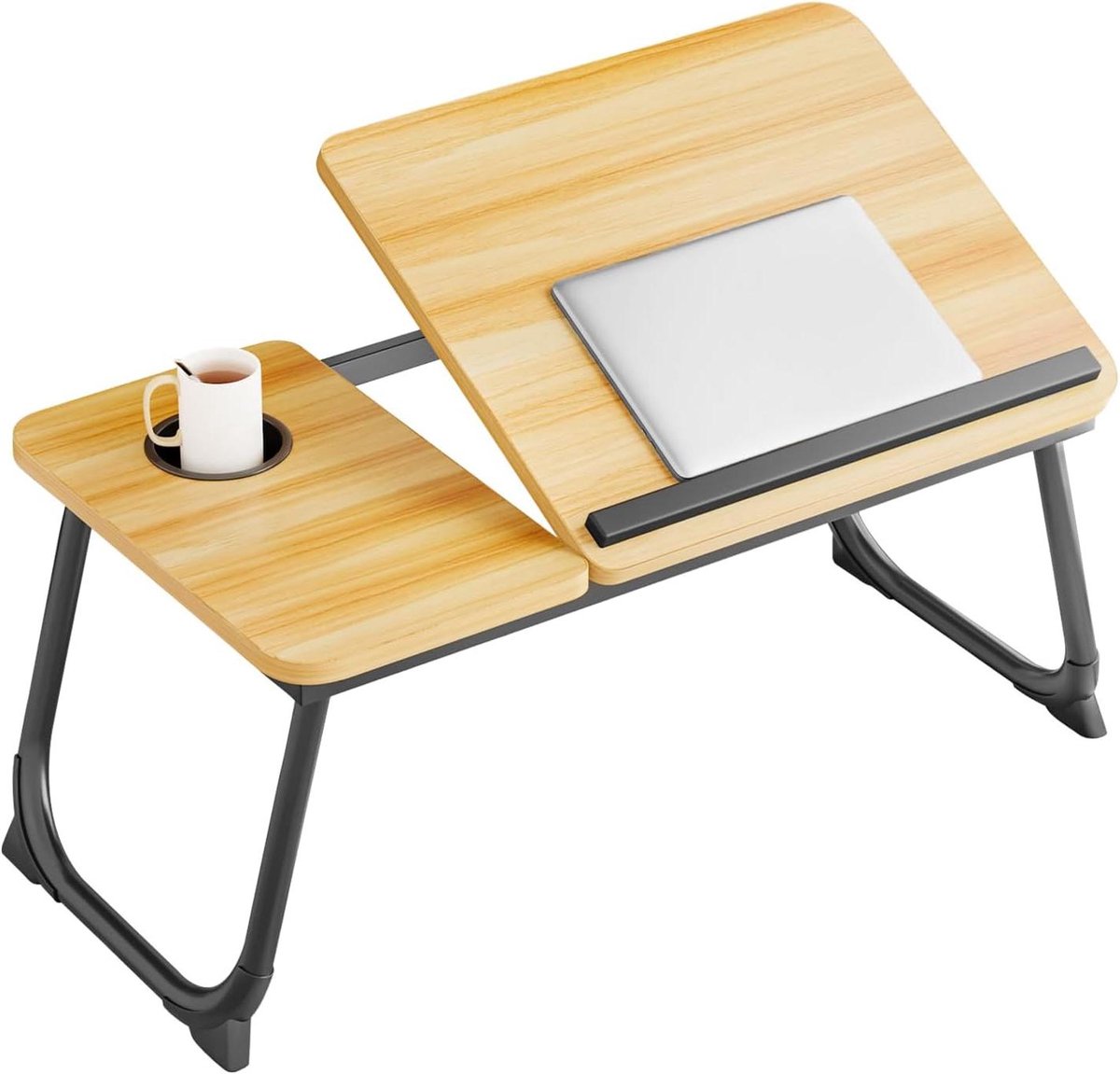 Laptop Bureau - Bedtafel Bureau - Comfortabel Werken - 5 Hoogte-standen - 55 cm Breed - Walnoot