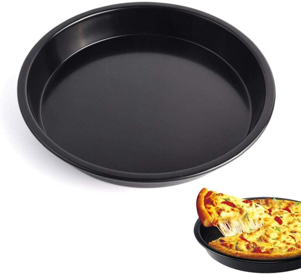Pizza Bakplaat - Taartvorm Rond - Bakken Thuis - Antikleef Coating - 20 cm - Zwart