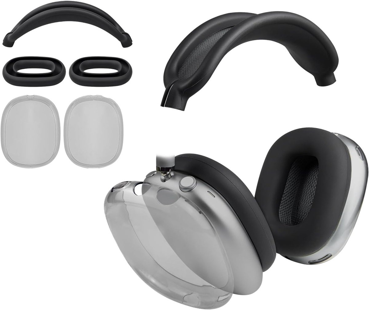 Beschermset voor AirPods Max 2/1 met Hoofdband Cover, TPU Hoes en Siliconen Oorkussens, Zweetbestendig en Wasbaar, Schokbestendig en Krassenbestendig