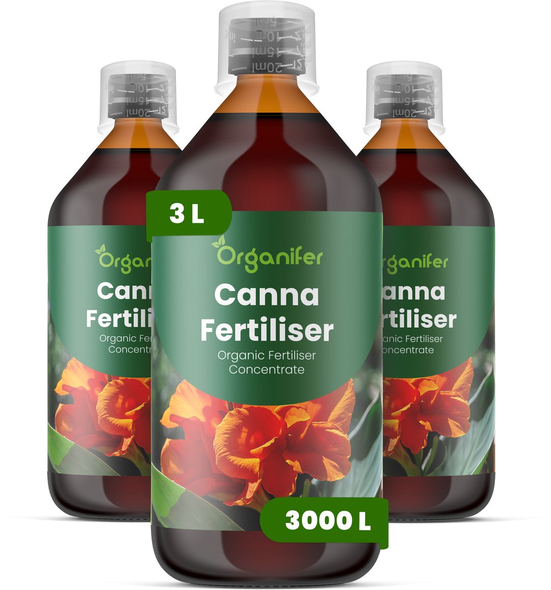 Vloeibare Meststof Voor Canna 3X1 L Voor 3000 L - Npk 3-4-3 - Krachtige Groei - Tropisch Blad - Kleuruitdrukking - Stevige Bloemstelen - Rijke Bloei - Rizoomontwikkeling - Snelle Zomergroei - Sterke Plantstructuur - Organifer
