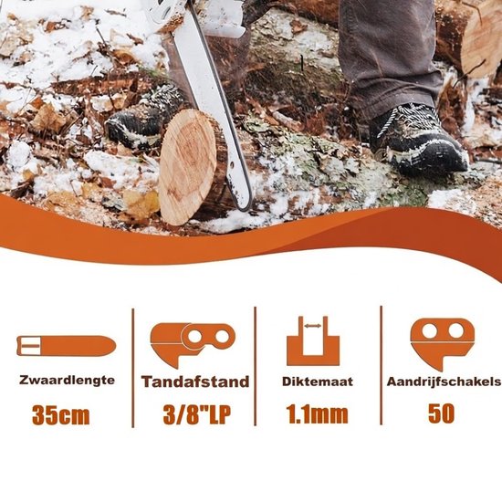 3-pack Low Kickback kettingzaagketting 3/8"LP 50 schakels 1,1 mm 35 cm geschikt voor Stihl 009-023 MS170-210. van Merkloos	 — afbeelding 3