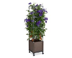 Plantenbak met klimrek - op wielen - 135x30x30 cm