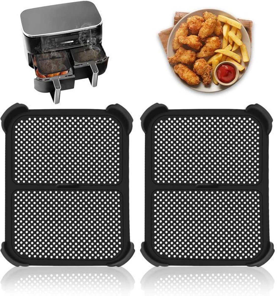Spatbeschermers voor airfryer - 2 stuks - Voedselveilig siliconen - Hittebestendig tot 240°C