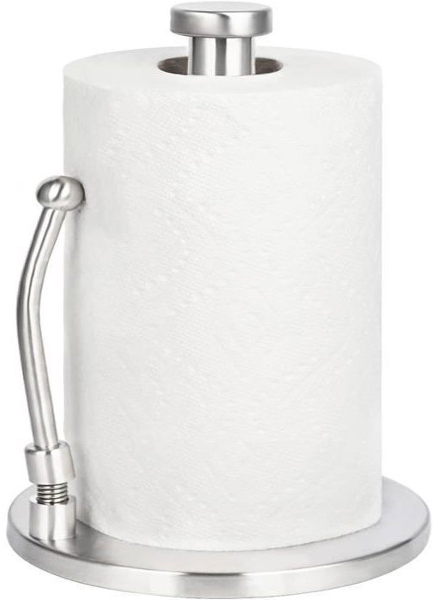 Roestvrijstalen keukenrolhouder, keukenroldispenser voor op het aanrecht (zilver)
