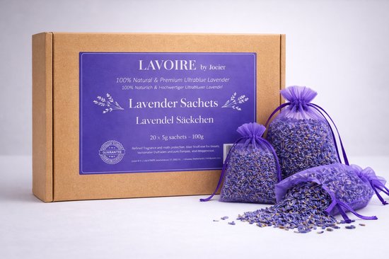 20x Lavoire Lavendel Geurzakjes – Mottenballen - Natuurlijke Motten Bestrijding - Anti Motten - Mottenval - Kledingsmotten - Langdurige Geur, Duurzaam & Kalmerend - 100% Gedroogde Lavendel voor Kleding, Textiel & Auto