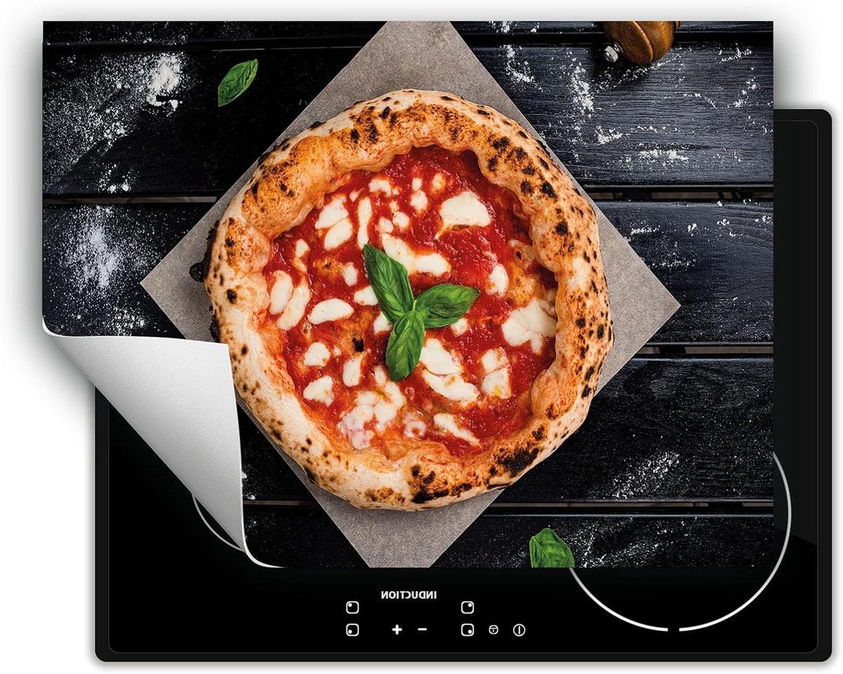 Inductie Beschermer - Kookplaat Mat - Extra Werkruimte - Antislip Vinyl - 80x52 cm - Pizza Hout