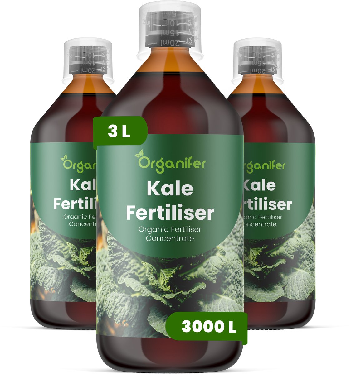 Vloeibare Meststof Voor Boerenkool 3X1 L Voor 3000 L - Npk 2-1-8 - Voedingsrijke Bladgroei - Sterke Wortels - Bladkleur - Bladtextuur - Koudebestendig - Compacte Groei - Herhaalde Oogst - Consistente Hergroe - Lange Teeltseizoen - Organifer