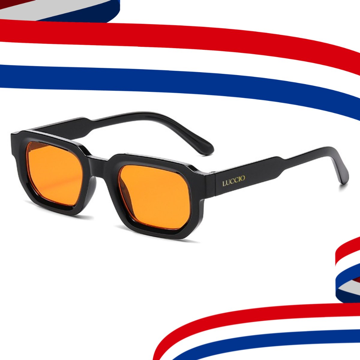 Koningsdag bril - WK 2026 - Oranje bril - Koningsdag accessoires - Retro bril - Mode bril - Festivalbril - Technobril - Rave bril - Festival zonnebril - Zwart - Koningsdag - Kingsday