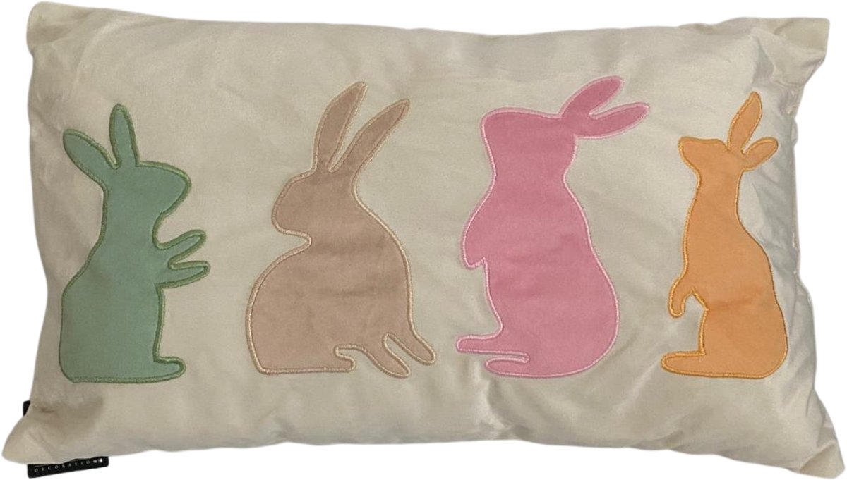 Mica Kinderkussen Konijn Wit 50x30x12 cm – Sierkussen Dier – Zacht & Comfortabel Decoratief Kussen