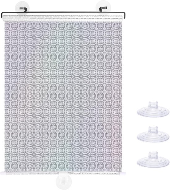 Oprolbare Verduisterende Rolgordijnen - 40 x 60 cm - Geen Boren Nodig - Met 3 Sterke Zuignappen - Geschikt voor Slaapkamers, Badkamers en Auto's - Tijdelijke Lichtblokkade - Zilverkleurig