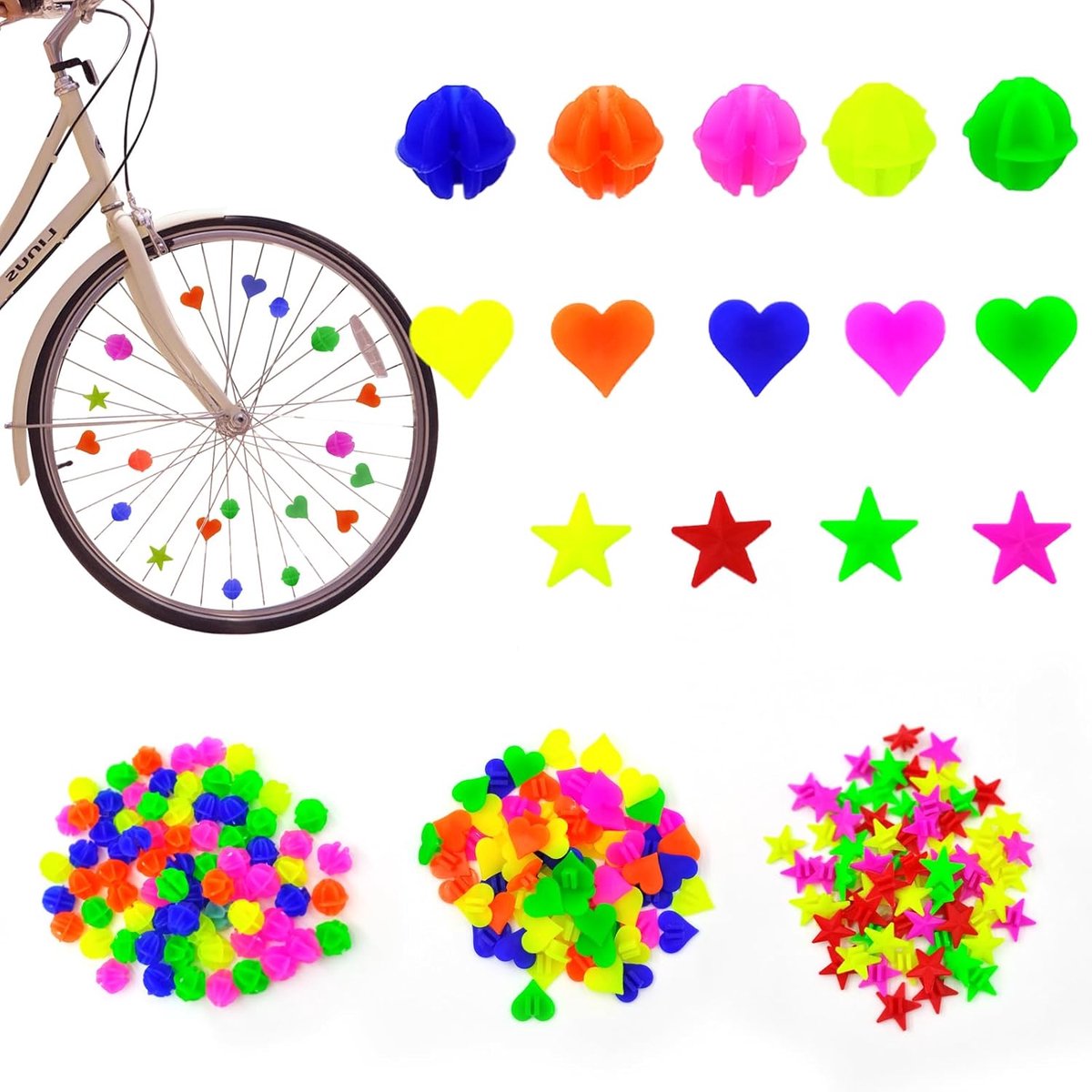 Leeadwaey 36Pcs Fietsen Plastic Wiel Spaak Kleurrijke Ster Decoratie MTB Fiets Bike Leeadwaey 36Pcs Fietsen Plastic Wiel Spaak Kleurrijke Ster Decoratie MTB Fiets Bike
