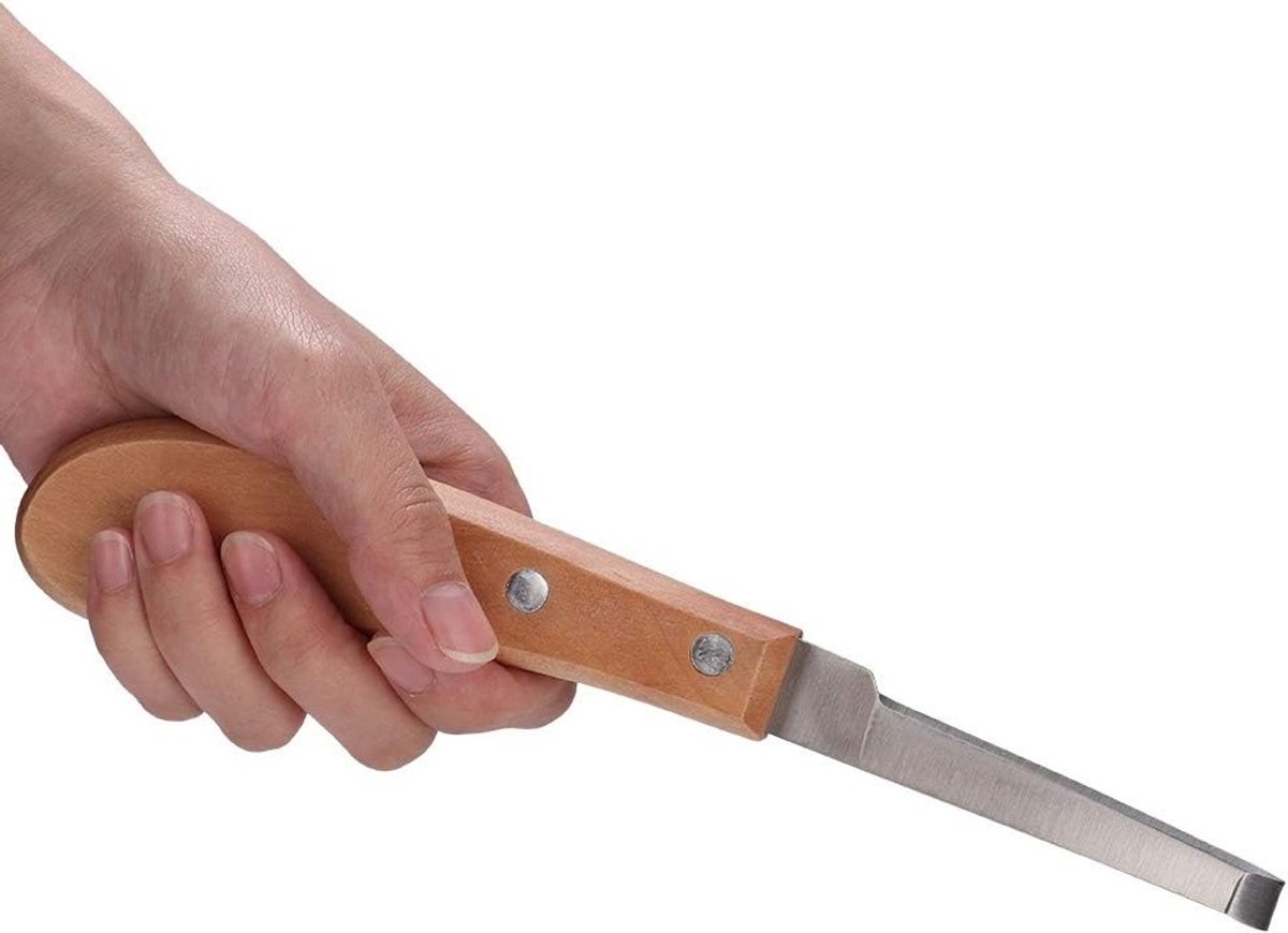 Hoefmes voor Links- of Rechtshandigen, Carbon Staal Trimmessen voor Paarden en Runderen, 21.5 cm Lengte, Duurzaam en Betrouwbaar Gereedschap