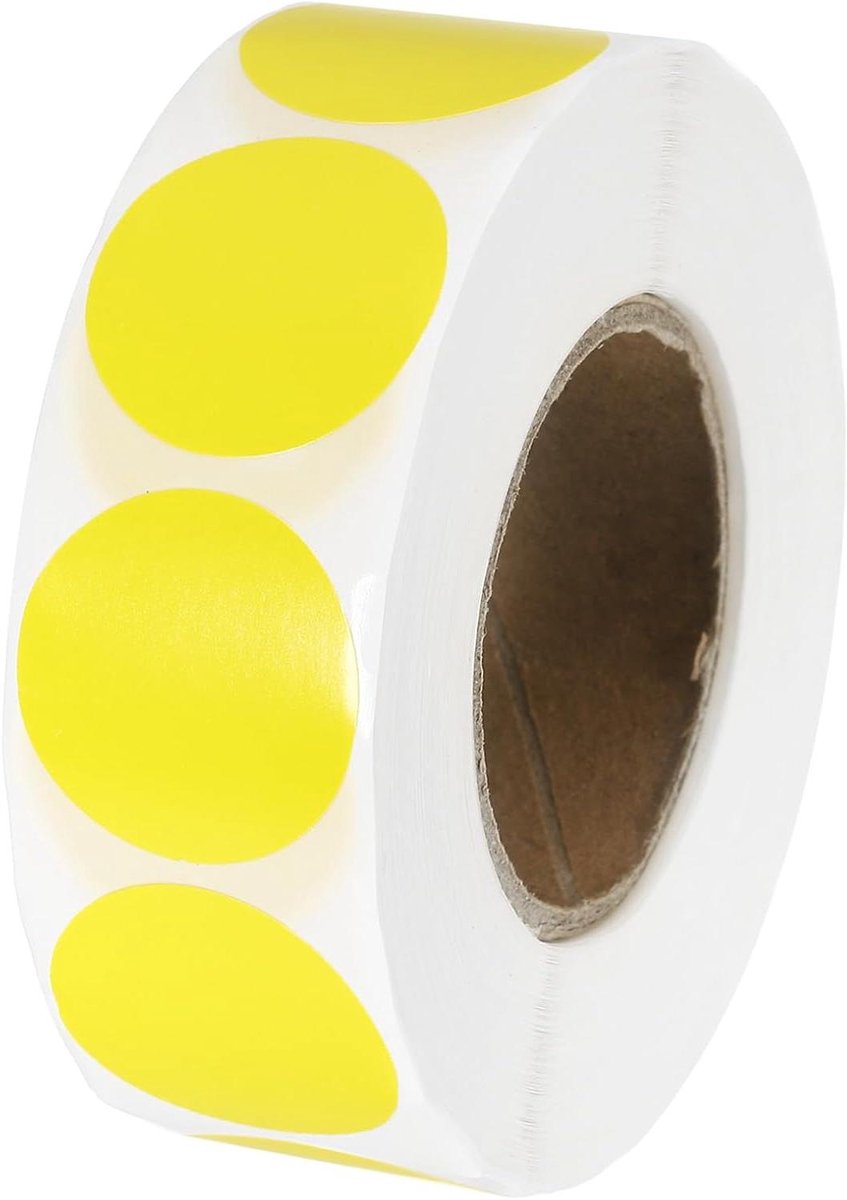 Gekleurde Stipstickers - Cirkel Labels - Kleur Coderen - Waterdicht Scheurvast - 1000 Stuks - Geel