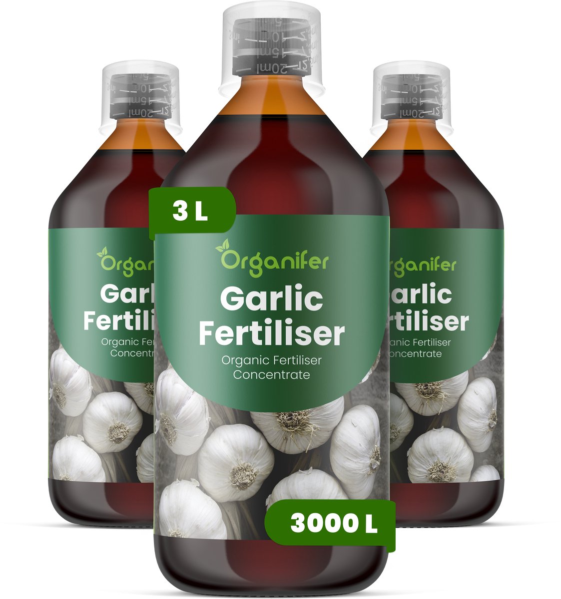 Vloeibare Meststof Voor Knoflook 3X1 L Voor 3000 L - Npk 2-1-8 - Sterke Loofontwikkeling - Bolontwikkeling - Vroege Wortelvorming - Voedingsopname - Bolvastheid - Verbetert Bolvastheid - Uniformiteit En Bewaarbaarheid - Organifer