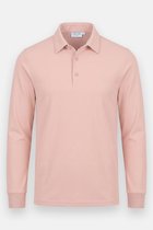 Vercate - Heren Polo Lange Mouw - Strijkvrij Poloshirt - Roze - Slim Fit - Excellent Katoen - Maat L