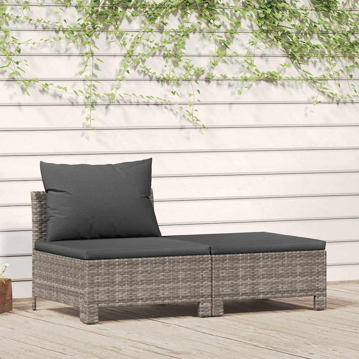 Luxe 2-delige Polyrattan Lounge Set – Tuinbank met Voetenbank & Kussens –Mobili Bella