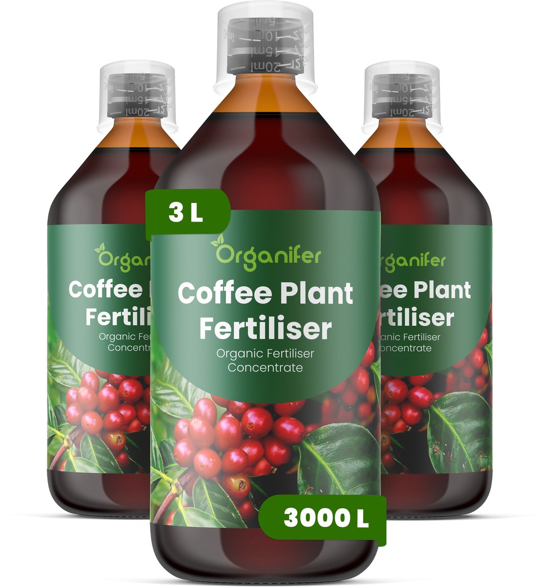 Vloeibare Meststof Voor Koffieplanten 3X1 L Voor 3000 L - Npk 2-1-8 - Gezonde Groei - Sterke Bladontwikkeling - Sterke Wortels - Weerbaarheid - Bloemvormin - Algehele Vitaliteit - Sierkoffievariëteiten - Organifer