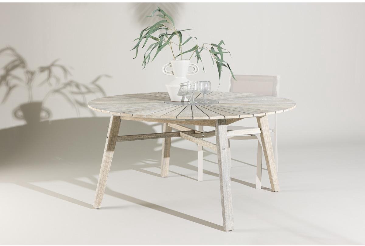Svea - Elbert ronde tuintafel ø150 cm - wit acacia/grijs steen