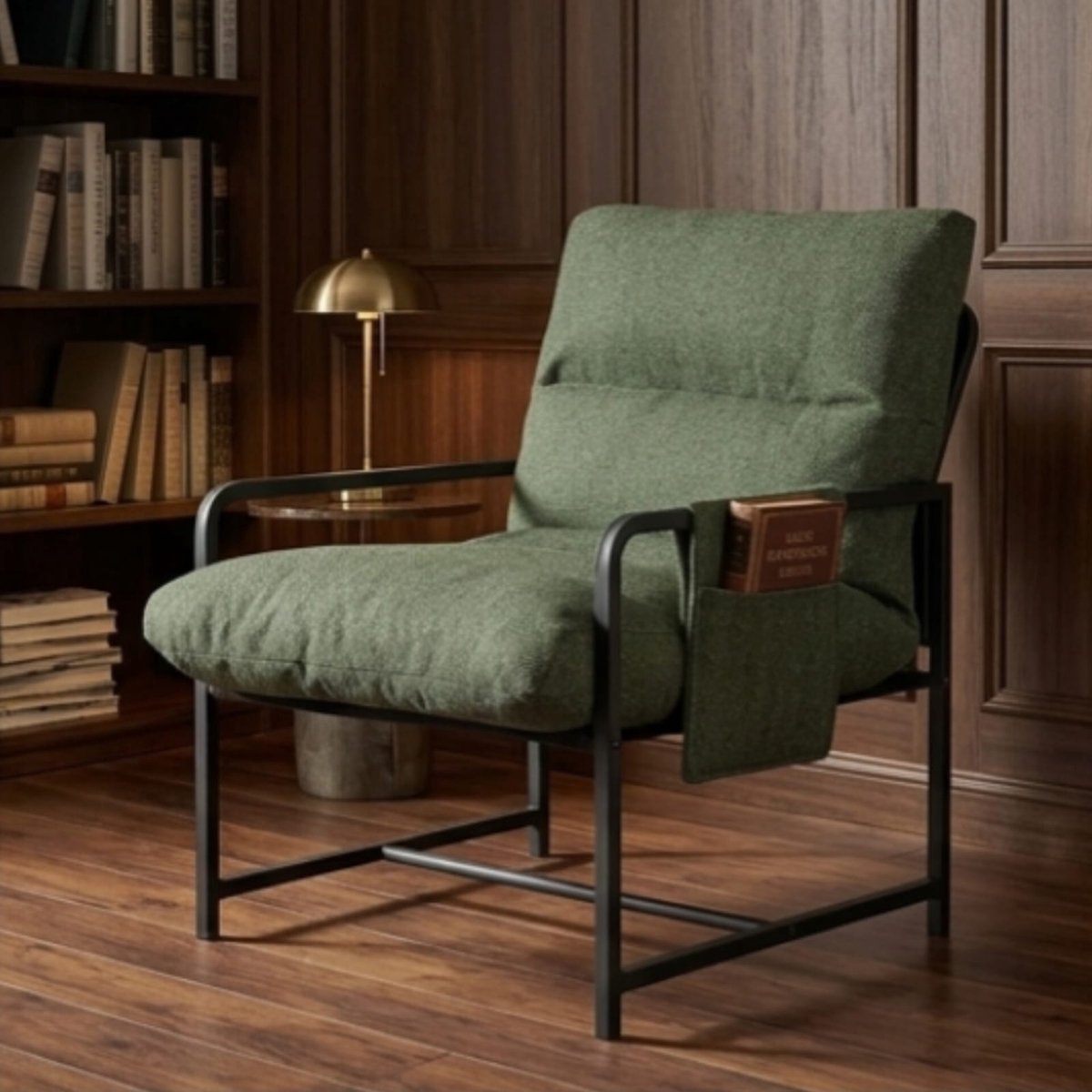 Fauteuil 92x64,5x59 cm – moderne zachte loungestoel met armleuningen – comfortabele cocktailstoel voor woonkamer, slaapkamer en kantoor – groen – Urbanhome