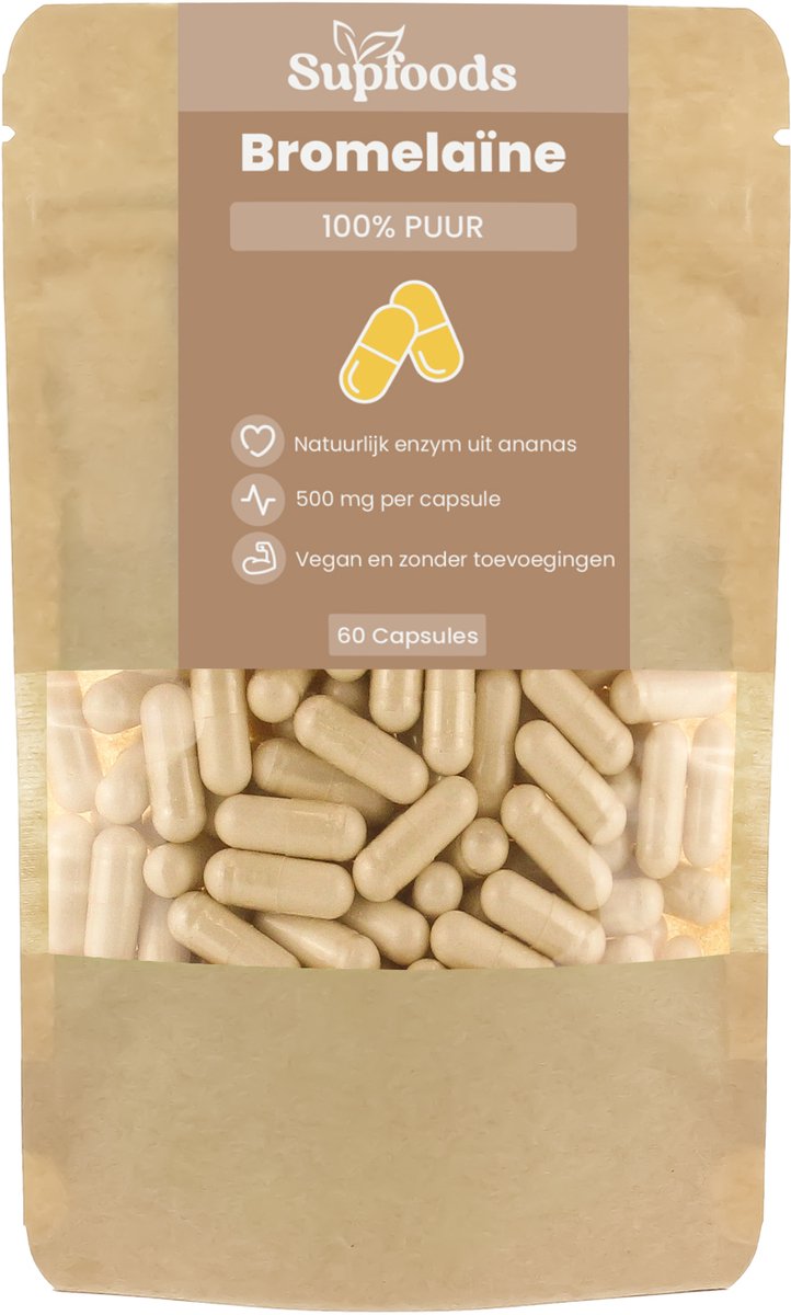 Bromelaïne Capsules 500 mg - 100% Puur - 60 Capsules - Natuurlijk Enzym uit Ananas