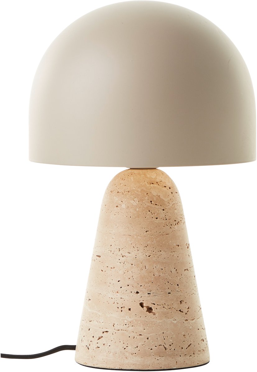 Brilliant Nalam 94702/09 tafellamp voor woonkamer, slaapkamer, eetkamer, hal, studeerkamer, travertinsteen/metaal, binnen, beige - zonder lichtbron