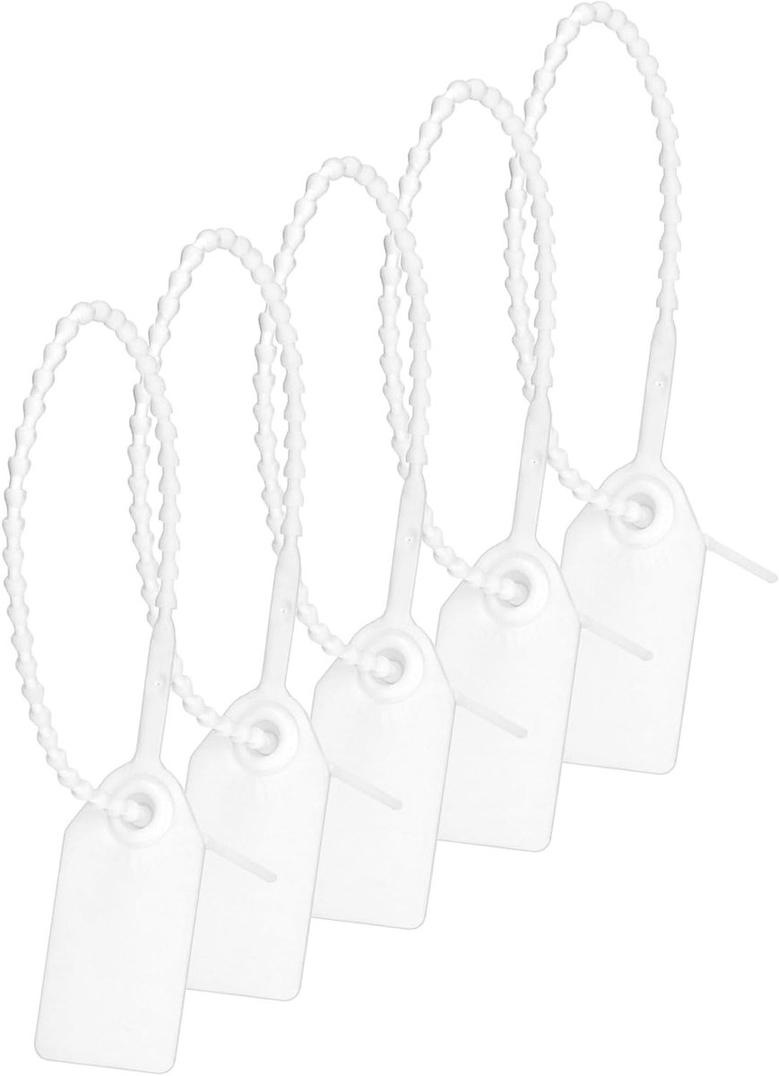 Honderd kabelbinders met labelpaneel voor kabelbeheer, kleding, schoenen en bagagelabels (Wit)