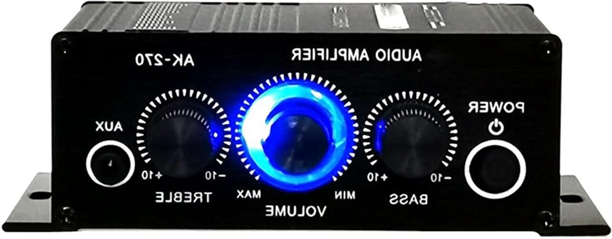 Stereo Versterker - Audio Receiver - Muziek Luisteren - Dubbel Kanaal - 12.5 x 10.5 x 4.2 cm - Zilver
