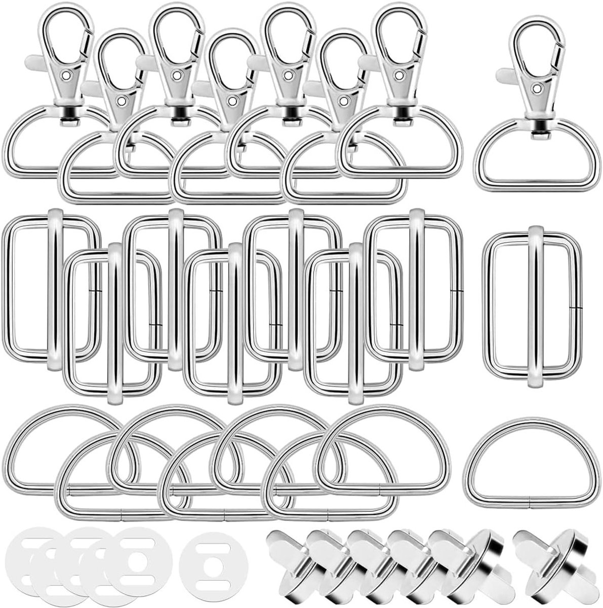 30-delige draaibare karabiners - Sleutelhangers - D-ringen - Glijdende gesp - Magnetische knopen - Pocket sluiting - Metaal - Thorn gesp voor rugzak - DIY accessoires voor creatief gebruik