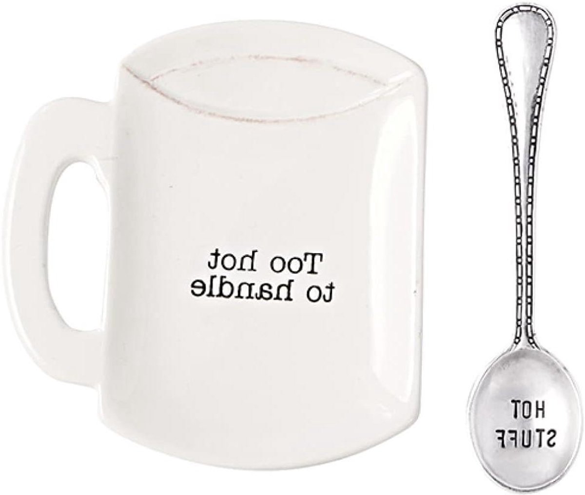 Lepelhouder Set - Keukenhulp - Koffie Moment - Keramische Mok Vorm - 11 x 11 cm - Wit
