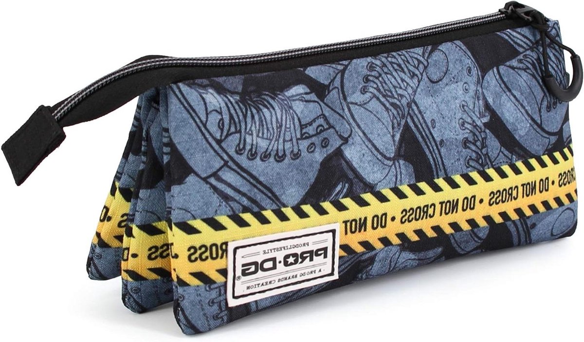 Etui drievoudig - Opbergmapje - Spullen organiseren - Drie vakken - 23 cm - Grijs
