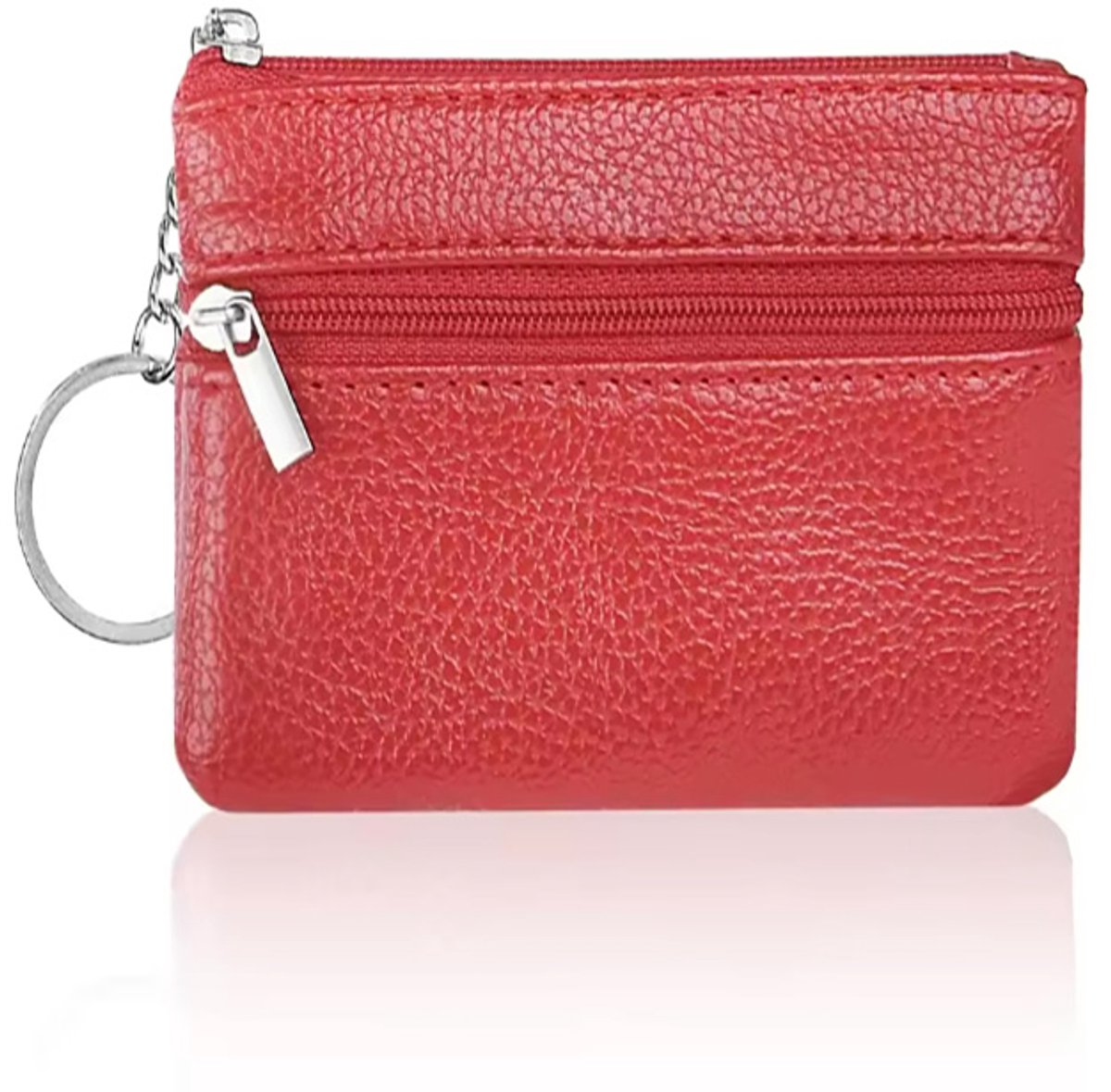 Actie4you® - Sleuteltasje - Leren Sleuteletui - 1 Sleutelring – Portemonnee – Muntgeld - Rood