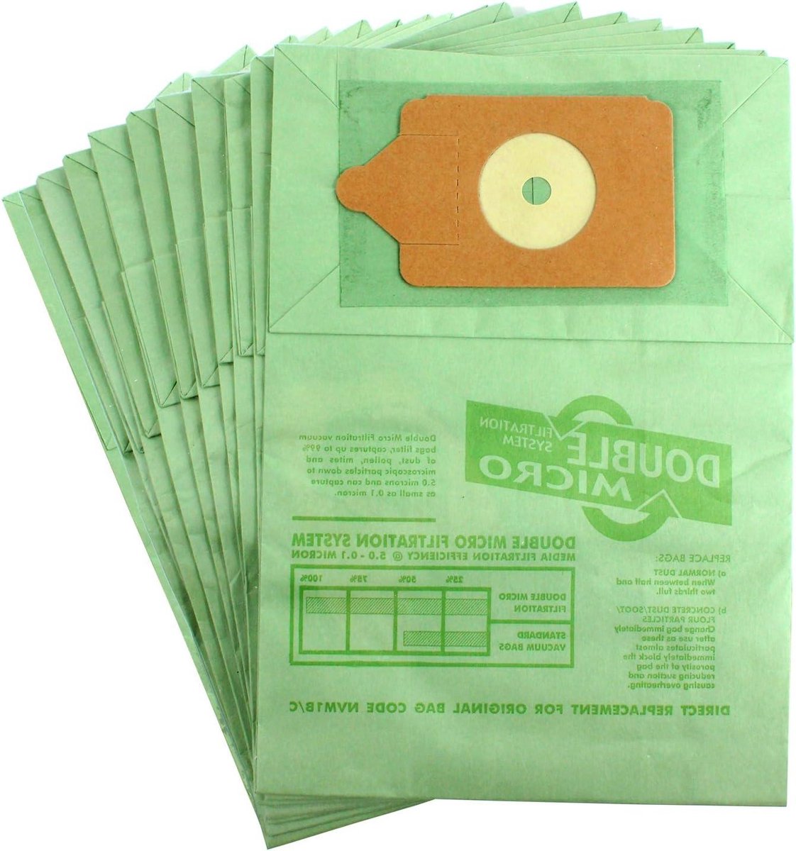 Stofzuigerzakken Papier - Stofzakken Cilinder - Stofzuigen Thuis - Dubbel Gefilterd - 10 Stuks - Wit