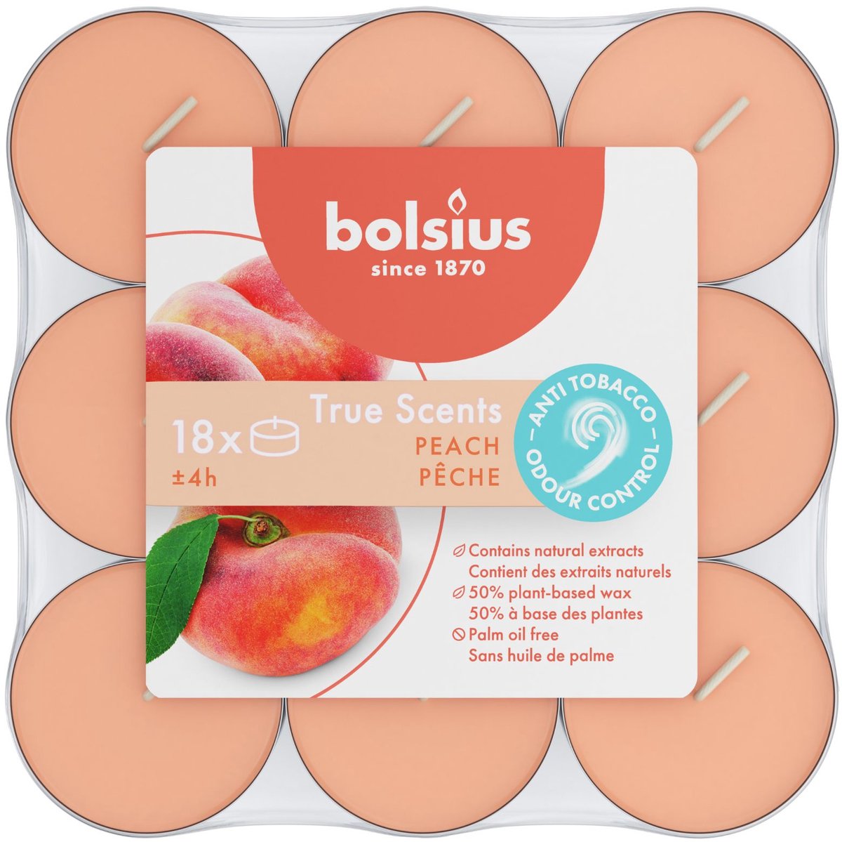 Bol.com Bolsius - True Scents - Geurtheelichten - 18 stuks per verpakking - Peach aanbieding
