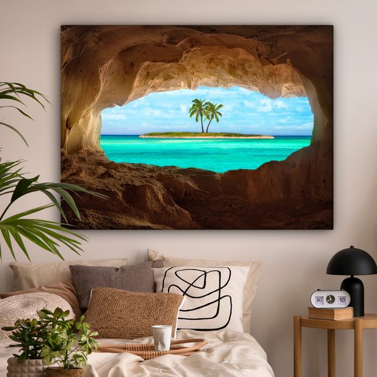 Peintures sur Toile - Paradis Tropical aux Caraïbes - 160x120 cm - Décoration murale XXL