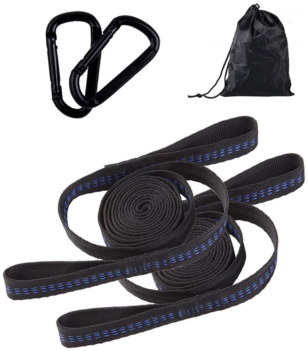 Dailygoods - Dailygoody - Hammock Strap Kit - Hangmat Bevestiging - 2 Heavy Duty Karabiners - Tot 300 kg - Swing Strap Kit - Voor alle Soorten Schommels - Inclusie
