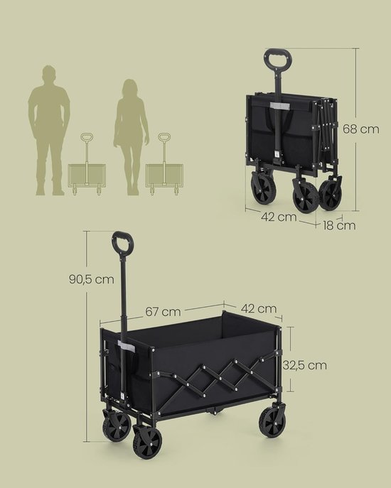 Bolderkar Opvouwbaar - Strandkar - Trekkar - Opbergruimte van Bolderkar Opvouwbaar — afbeelding 3