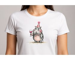Happy Hippo Party - T Shirt - cute - kawaii - Gift - Cadeau - schattig - schattigdesign - liefdesign - pastelkunst - Funny - HappyBirthday - Gefeliciteerd - Verjaardag