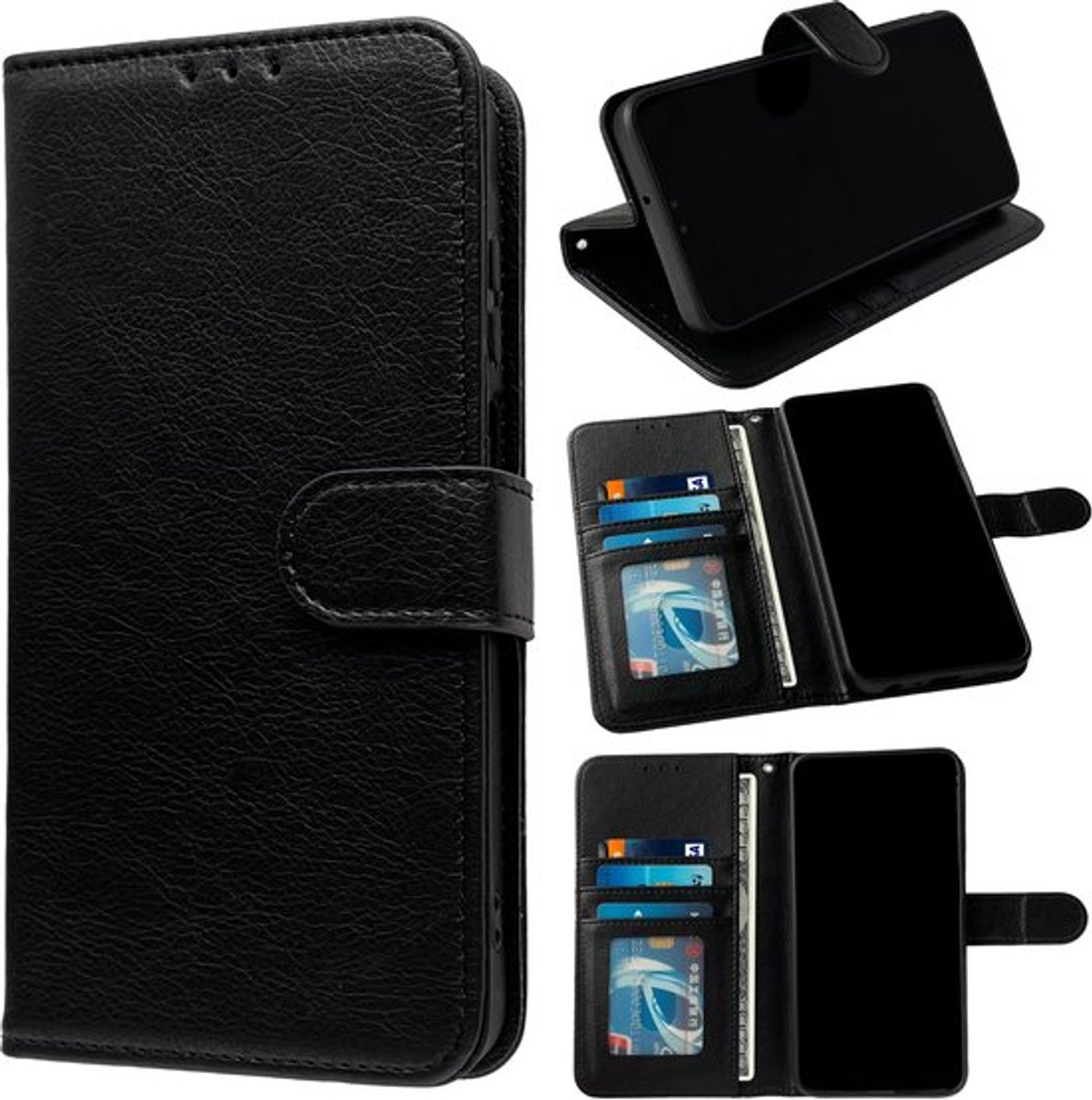 Luxe Wallet Case Geschikt voor Samsung Galaxy A17 5G – Zwart – Bookcase Hoesje met Pasjeshouder & Magneetsluiting